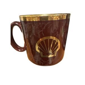 TAMS Vintage Shell Oil & Gas Ceramic Coffee Mug – Maroon & Gold Memorabilia